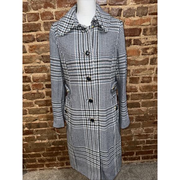 Tory Burch Virginia Glen Plaid Wool Trench Sz 10 Classic Traditional - Picture 3 of 13